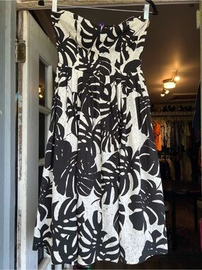 RACHEL Rachel Roy Strapless Black and White Floral A-Line Dress Size 2